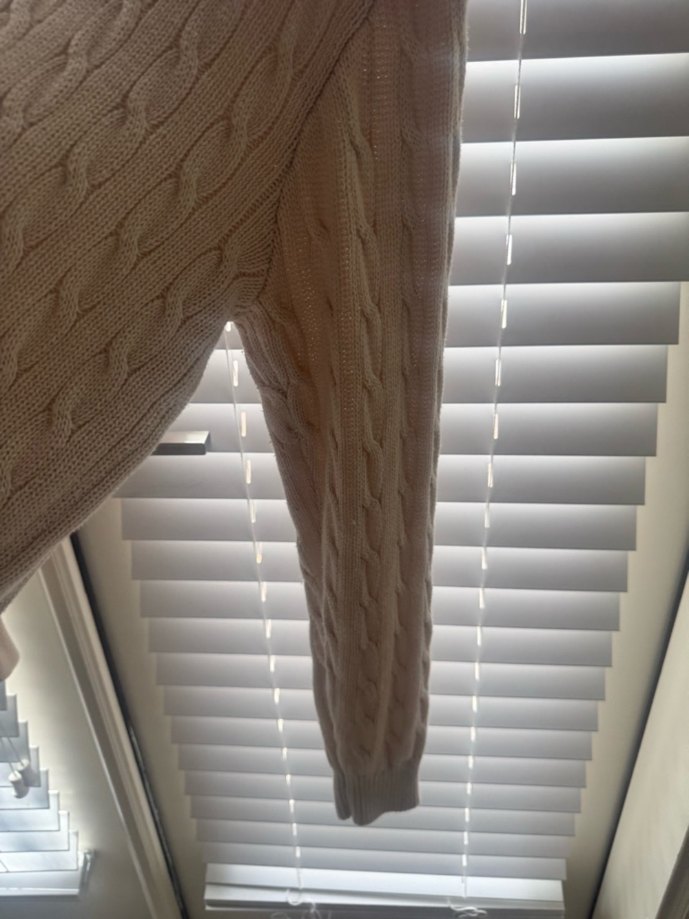 Brandy Melville Cream Cable-Knit Zip Hoodie - Picture 4 of 5